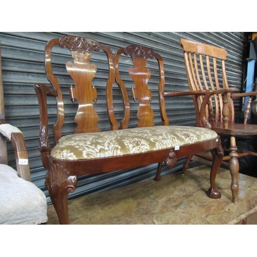 Early 20th Century Walnut Double Chair Back Two Seater Salon...