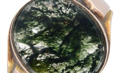 Early 20th century 15ct gold moss agate signet ring