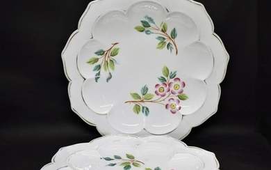 Early Davenport Porcelain Flower Shaped Plates (2)