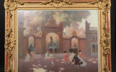 École du XXème siècle, La place Stanislas, huile sur toile. Dimensions: 74 x 92 cm...