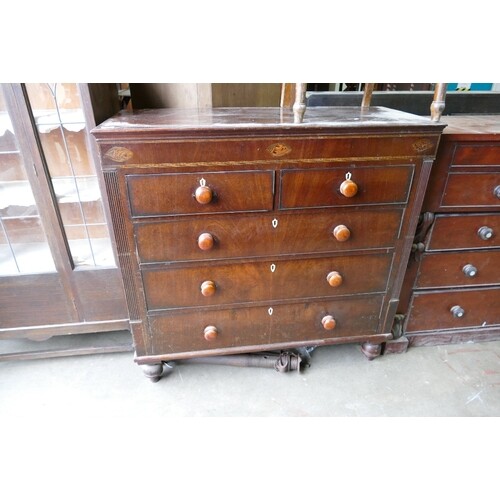 Edwardian Mahogany Inlaid Chest of 2 over 3 drawers: length ...