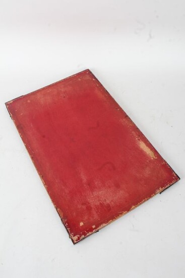 Edwardian silver mounted sketch pad, London 1906, with red leather back, 44.5cm wide x 29cm high