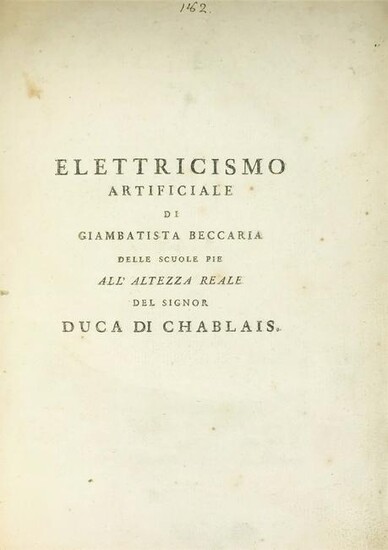 Electricity. Lot of three works of Beccaria bound in a