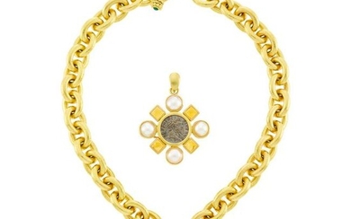 Elizabeth Locke Gold Link Necklace with South Sea