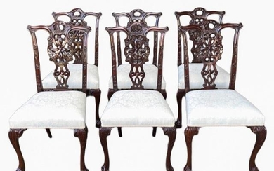 English Chippendale Ornately Carved Dining Chairs