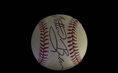 Eric Esch known as Butterbean signed baseball in display...
