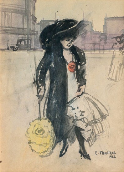 Ernst Matthes (Düsseldorf 1878 - Westfront 1918). Elegant Berlin Lady.