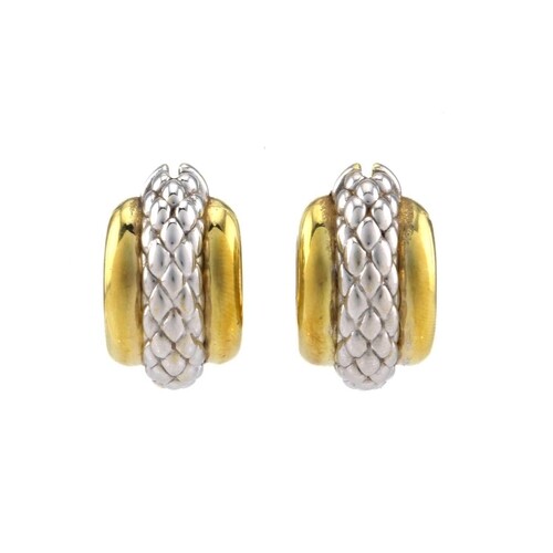 FOPE - a pair of two-toned creole earrings, each featuring a...