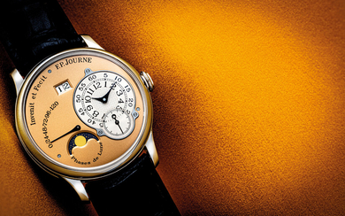 F.P. JOURNE. A VERY RARE PLATINUM AUTOMATIC WRISTWATCH WITH MOON PHASES, DATE AND POWER RESERVE