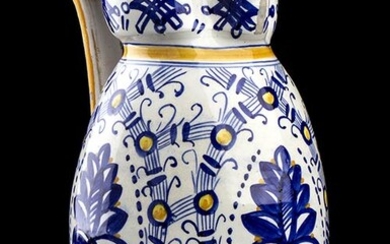 FRATELLI FANCIULLACCI Little white vase with blu and yellow decorations...