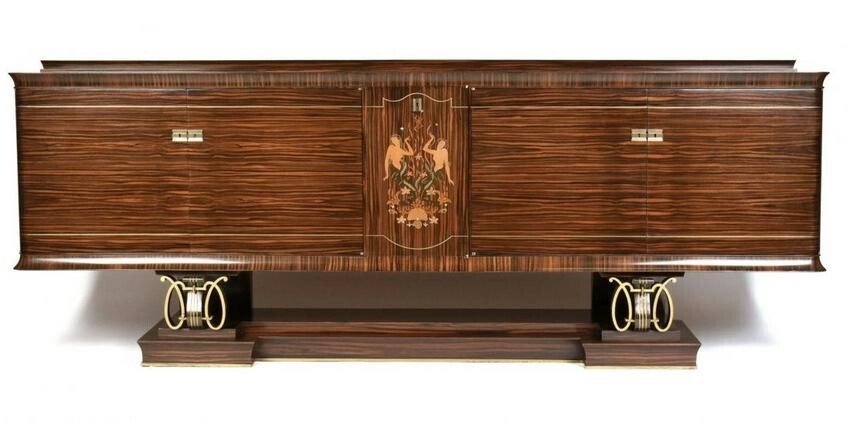 FRENCH ART DECO EXOTIC WOODS MARQUETRY MACASSAR