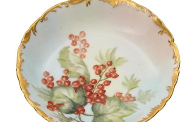 FRENCH LIMOGES PORCELAIN PLATE W RED CURRANTS