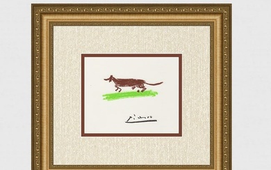 Famous Pablo Picasso 1968 Color Lithograph "The Sausage Dog" Signed Framed