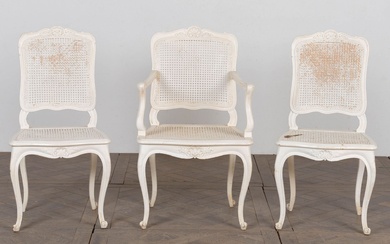 Fauteuil et paire de chaises cannées Style... - Lot 208 - Métayer-Mermoz Maison de Ventes aux Enchères Nevers