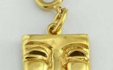 Fine 18K GOLD COMEDY THEATER FACE MASK PENDANT CHARM