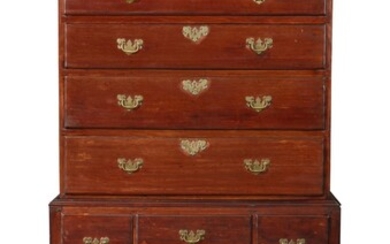 Fine Queen Anne Carved Sycamore Flat-Top High Chest of Drawers, Connecticut, circa 1765