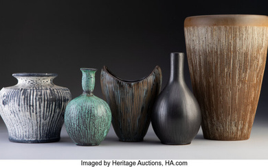 Five Danish Glazed Ceramic Vases (20th century)