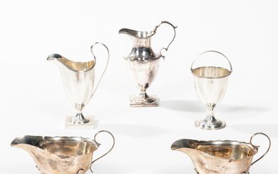 Five English Sterling Silver Service Vessels