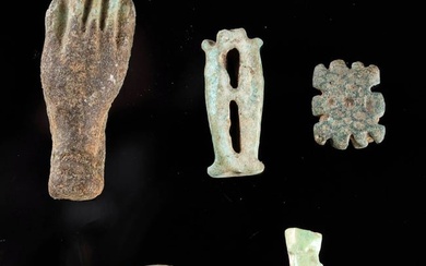 Five Miniature Egyptian Glazed Faience Amulets
