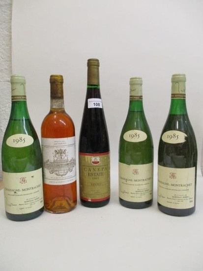 Five bottles to include three bottles of Montrachet Chassang...