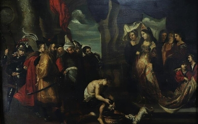 Flemish school of the 18th century â€“ According to Rubens, Tomyris plunges the head of Cyrus into