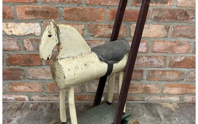 Folk Art style scratch built wooden push along horse toy, H ...