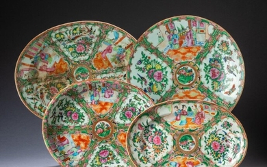 Four Chinese Rose Medallion Platters.