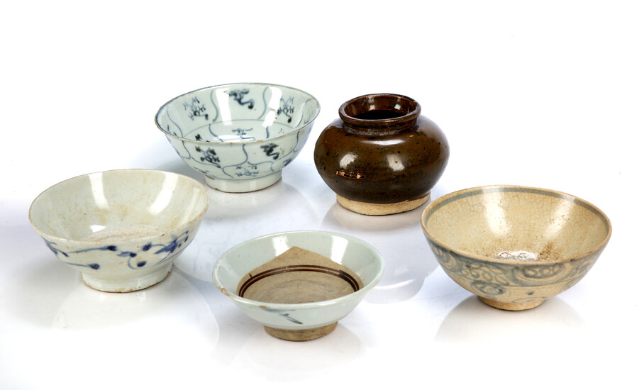 Four blue and white provincial bowls