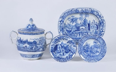Four items of Staffordshire blue and white printed pearlware