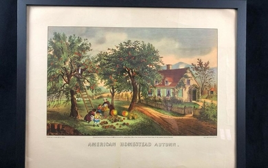 Framed Pubo By Currier & Ives American Homestead Autumn