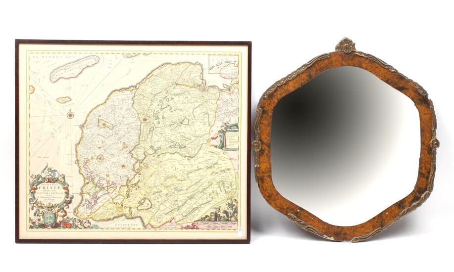(-), Framed topographical map of Friesland, emphasis, 53x62...