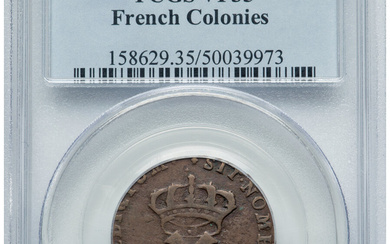 French Colonies: , Louis XV 9 Deniers 1722-H VF35 PCGS,...