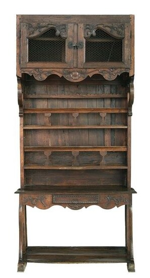 French Provincial Oak Cabinet Dresser