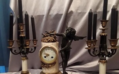French bronze mantel clock