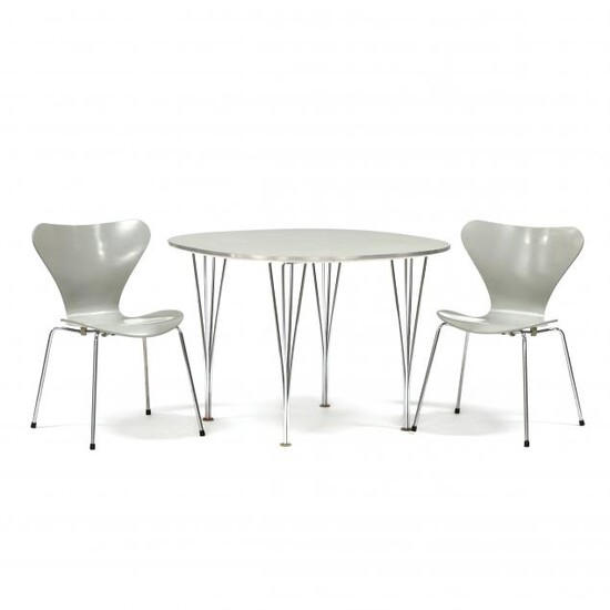 Fritz Hansen Table and Two Chairs