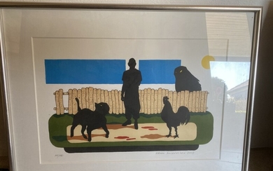 Frodo Mikkelsen: Composition. Signed in pencil Frodo Mikkelsen 2008. No. 154/250. Lithograph in colours. Frame size 50×70 cm.