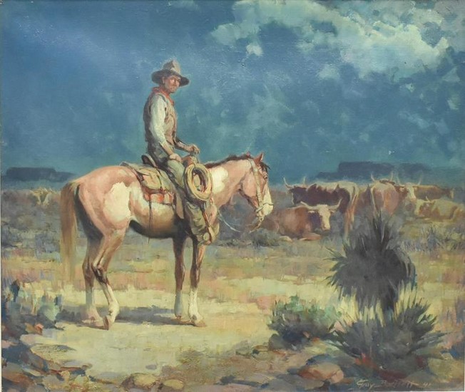 GRAY BARTLETT (D.1951) WESTERN NOCTURNE PAINTING