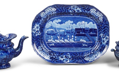 GROUP OF AMERICAN HISTORICAL DEEP BLUE STAFFORDSHIRE, CIRCA 1825