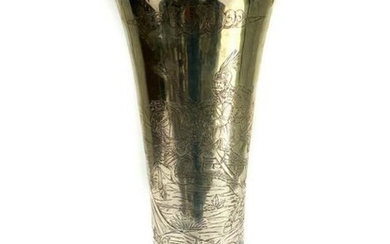 Georg Roth German Silver Hand Chased Warriors Vase