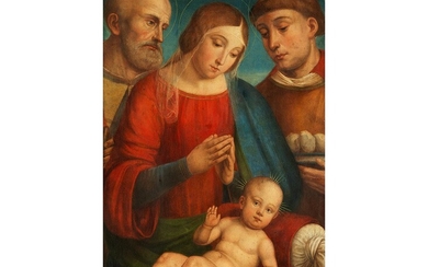 Giacomo Raibolini Francia (um 1486 – 1557) oder Francesco Raibolini Francia (um 1450 – 1517), zug., DIE HEILIGE FAMILIE