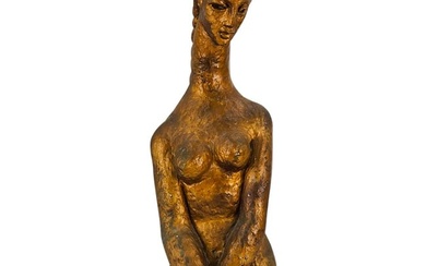 Gilt Ceramic Studio Pottery Nude Woman