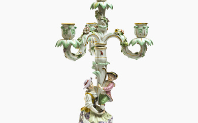 A four-light girandole with gardener figures - Meissen