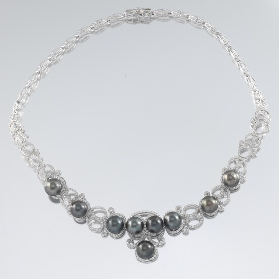 Glamorous Tahitian Pearl and Diamond Necklace, AIG Report