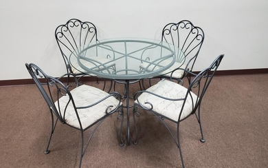 Glass Top Round Table with 4 Chairs