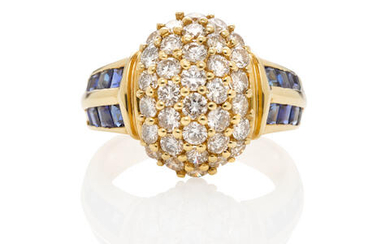 Gold, Pavé Diamond and Sapphire Ring