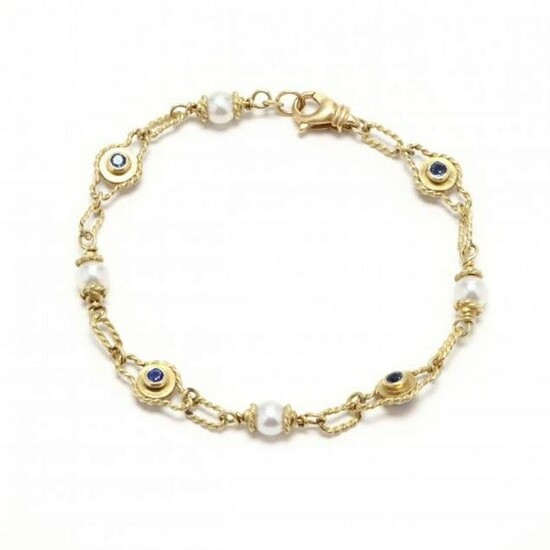 Gold, Pearl, and Sapphire Bracelet, Italy