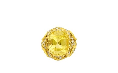 Gold, Yellow Sapphire and Diamond Ring