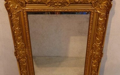 Large carved and gilded wooden mirror. Dimensions : H 102...