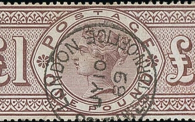 Great Britain 1888 Orbs £1 brown-lilac, BC, a lightly used example cancelled by a single crisp...
