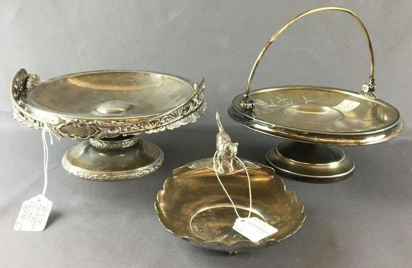Group of 3 Antique SilverPlate Fruit Basket Trays and
